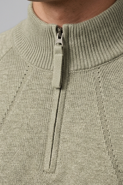Zip Stand Collar Loose Fit Knitted Jacket Men