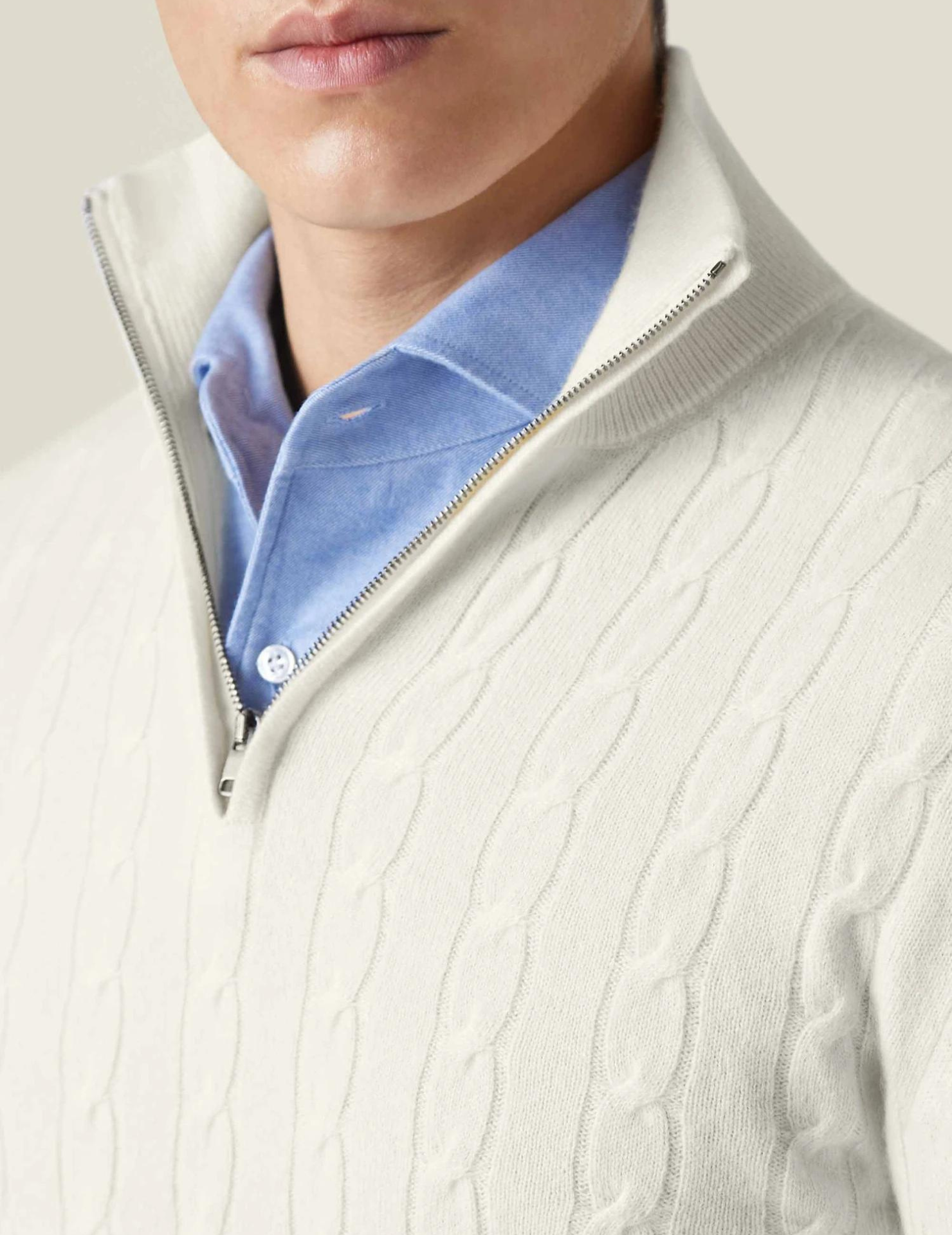 Men’s Cable Knit Half-Zip Sweater – Adjustable Warmth & Classic Fit