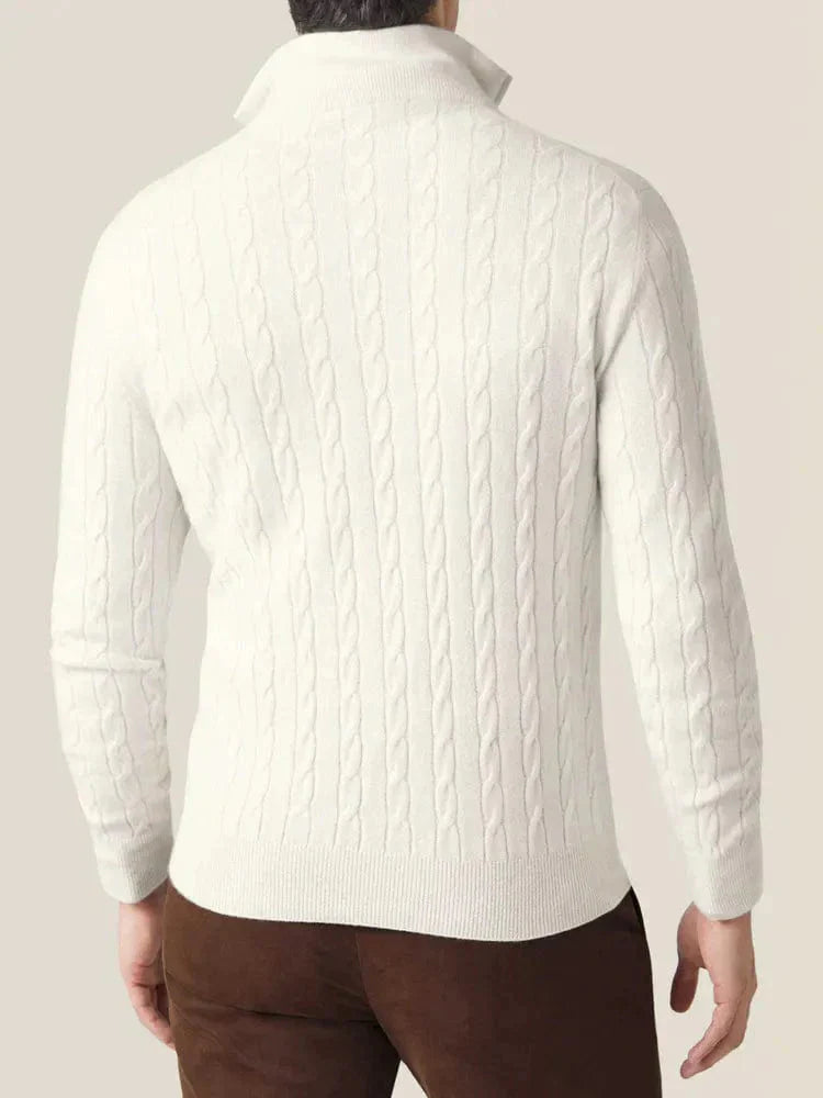 Men’s Cable Knit Half-Zip Sweater – Adjustable Warmth & Classic Fit