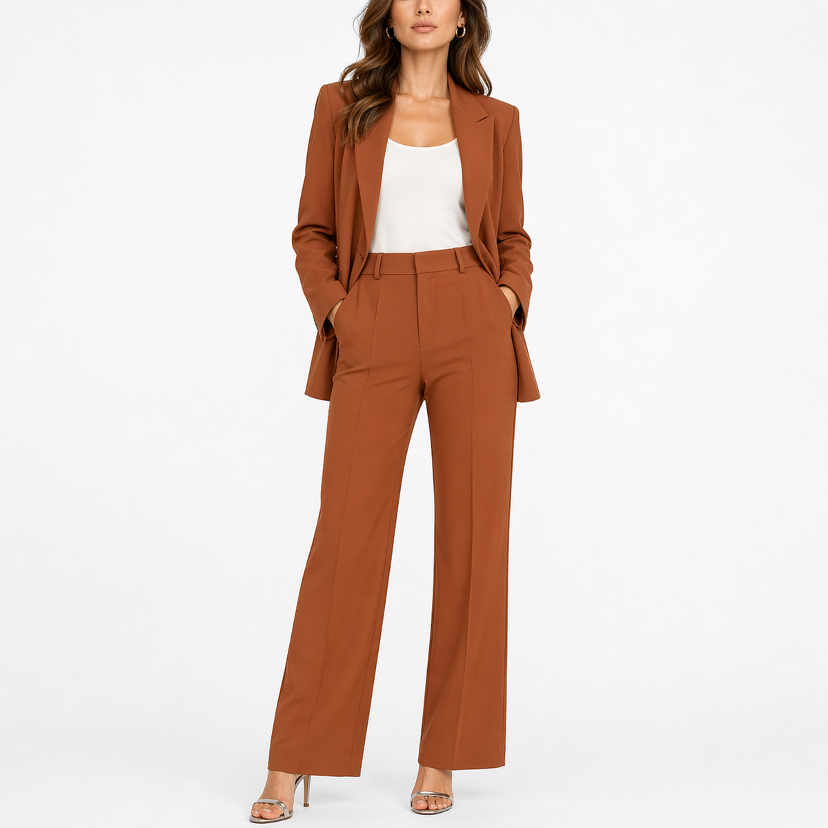 Tailored Blazer Straight Leg Trouser Set Women