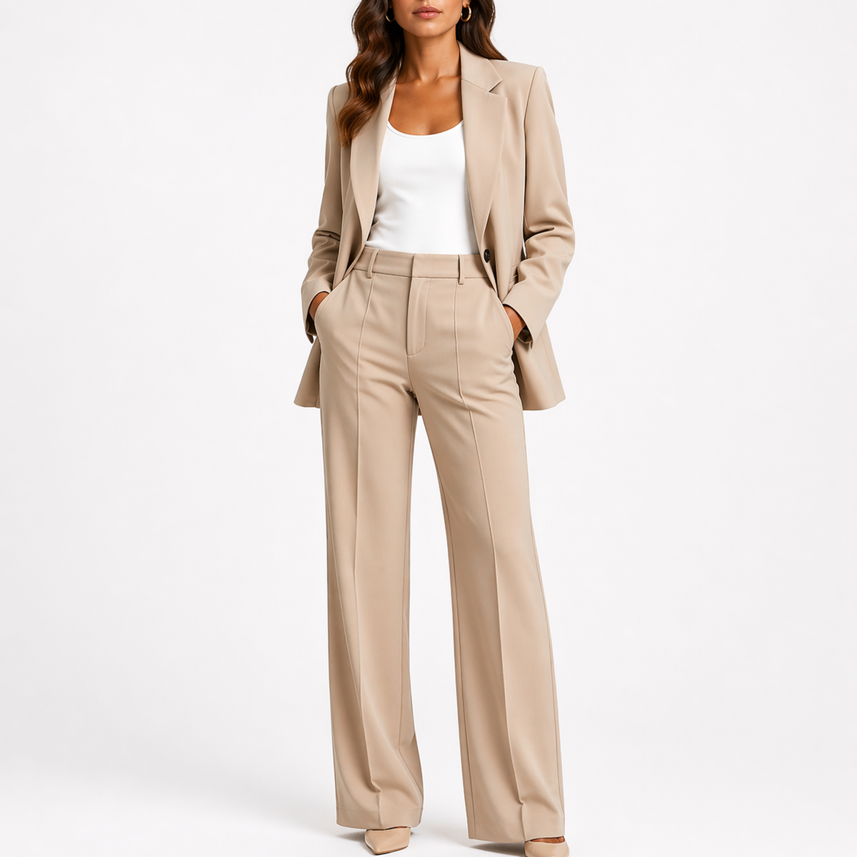 Tailored Blazer Straight Leg Trouser Set Women