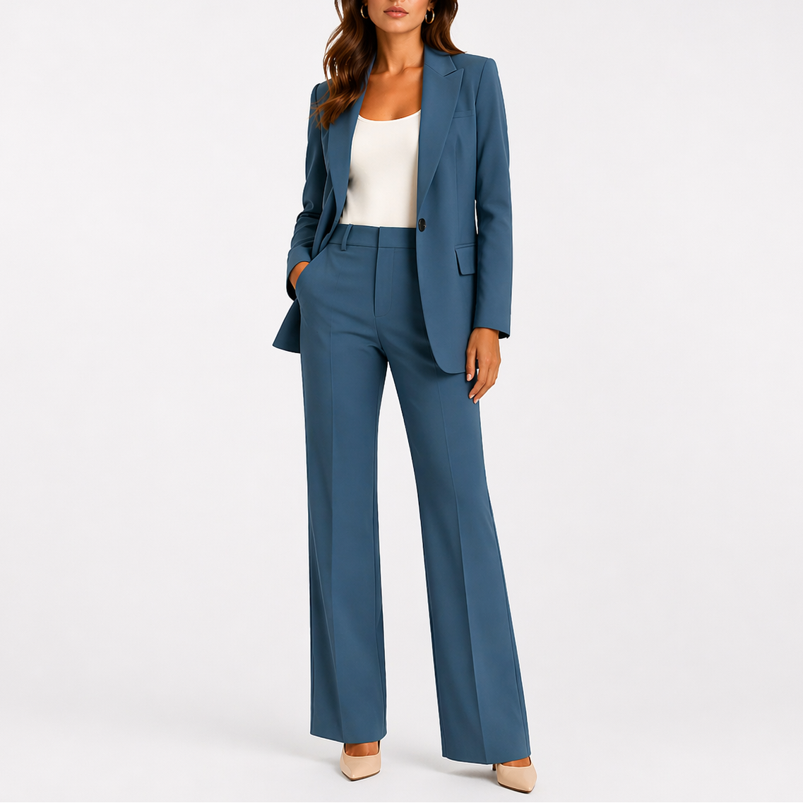 Tailored Blazer Straight Leg Trouser Set Women