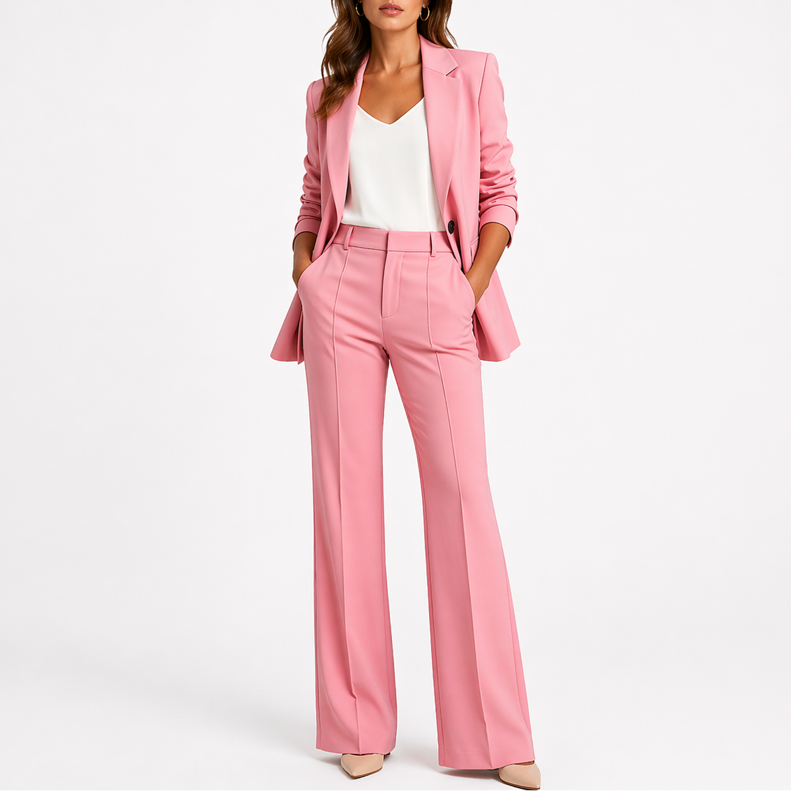 Tailored Blazer Straight Leg Trouser Set Women