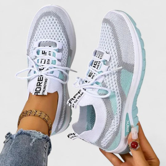 Mesh Knit Cushioned Lace-Up Trainers Women