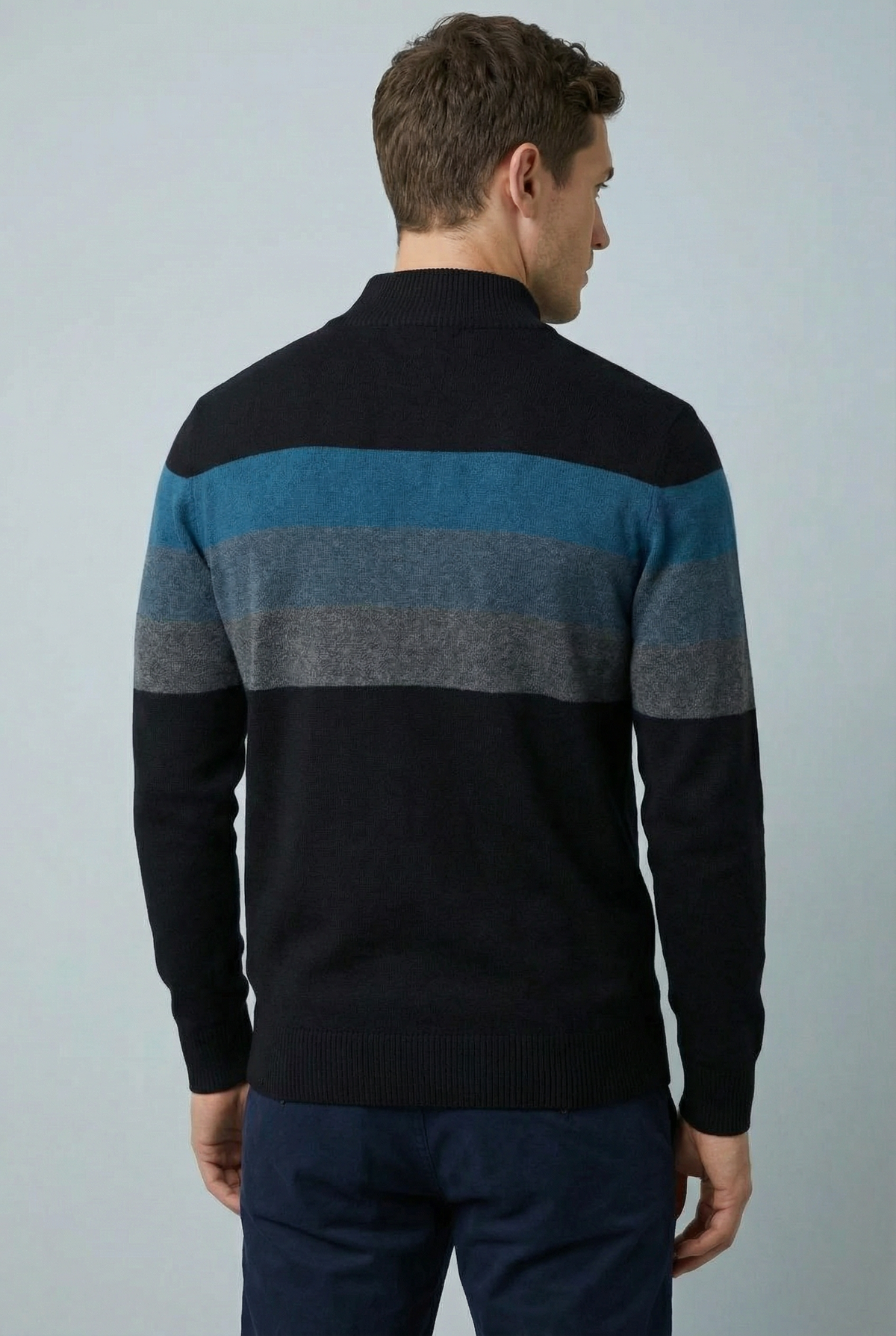 Men’s Striped Quarter Zip Sweater – Soft Knit Jumper