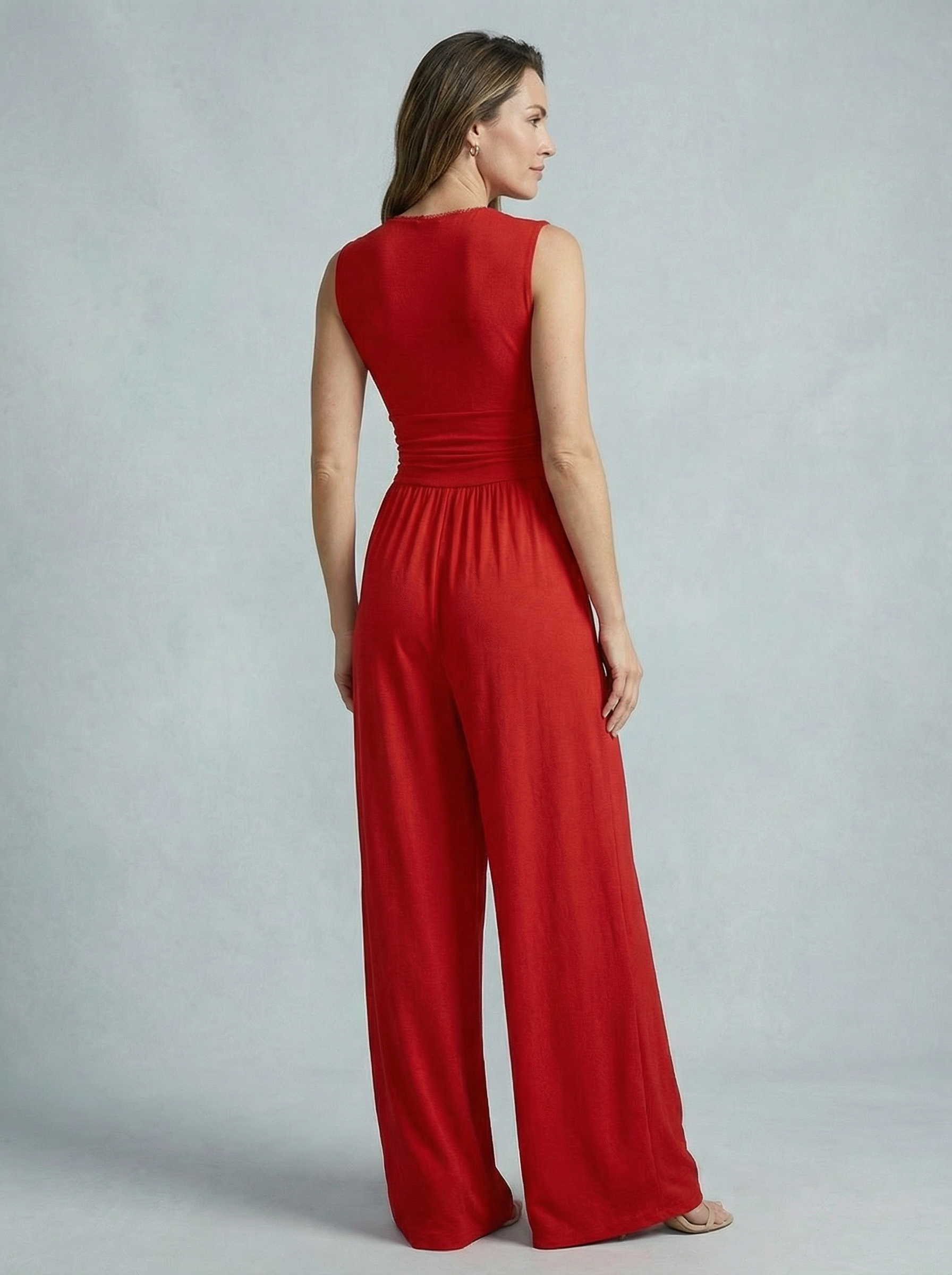 Women’s Elegant Stretch Sleeveless Wide Leg Occasion Jumpsuit