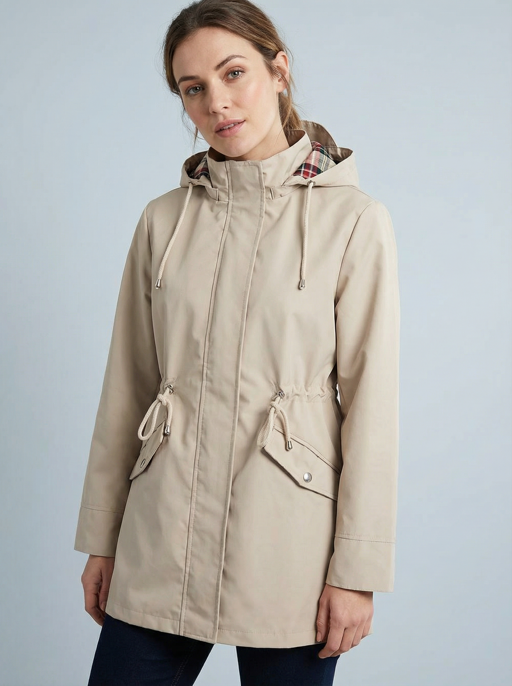 women's hooded zip coat
