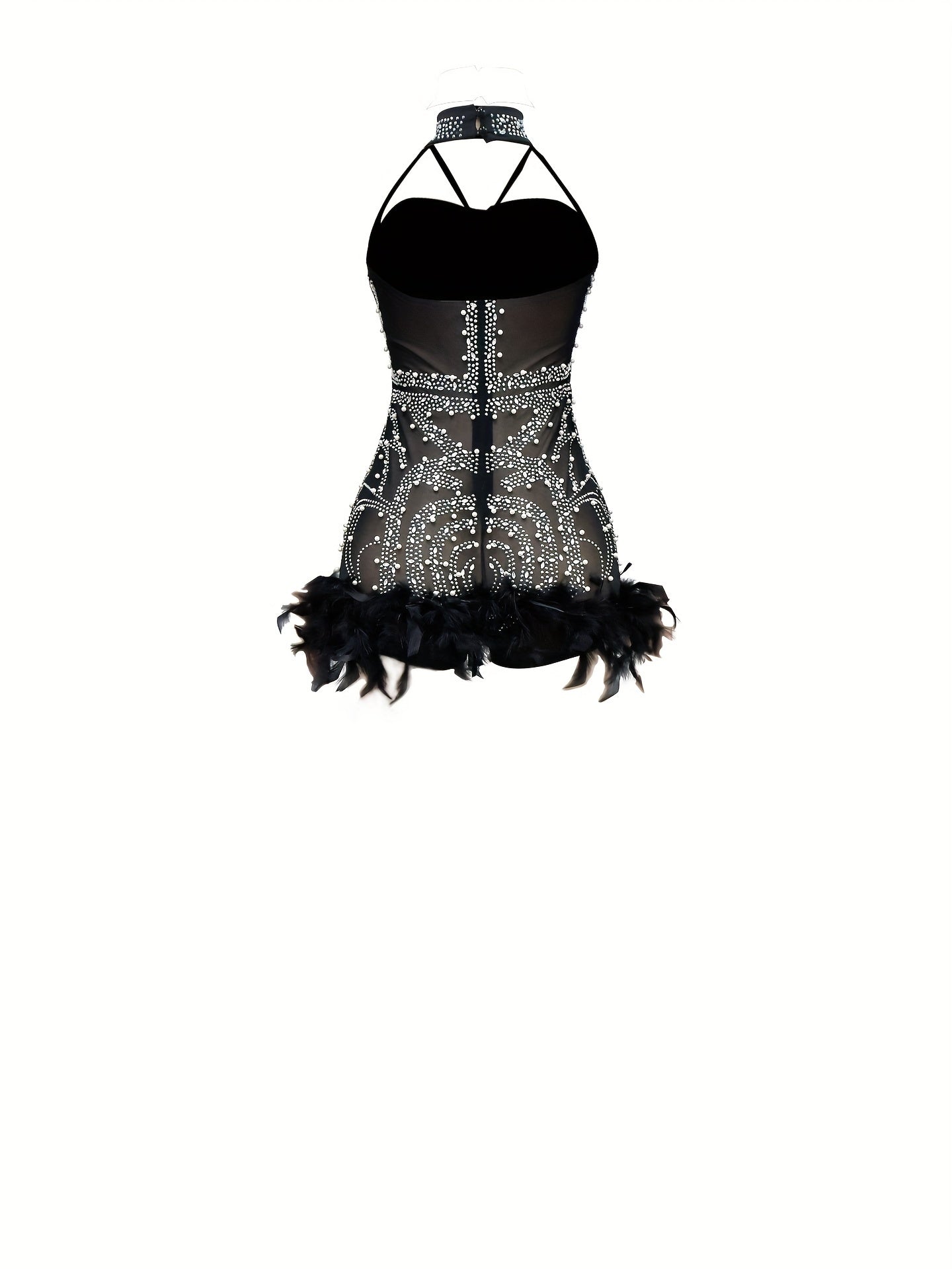 Women's Sparkling Black Rhinestone Romper