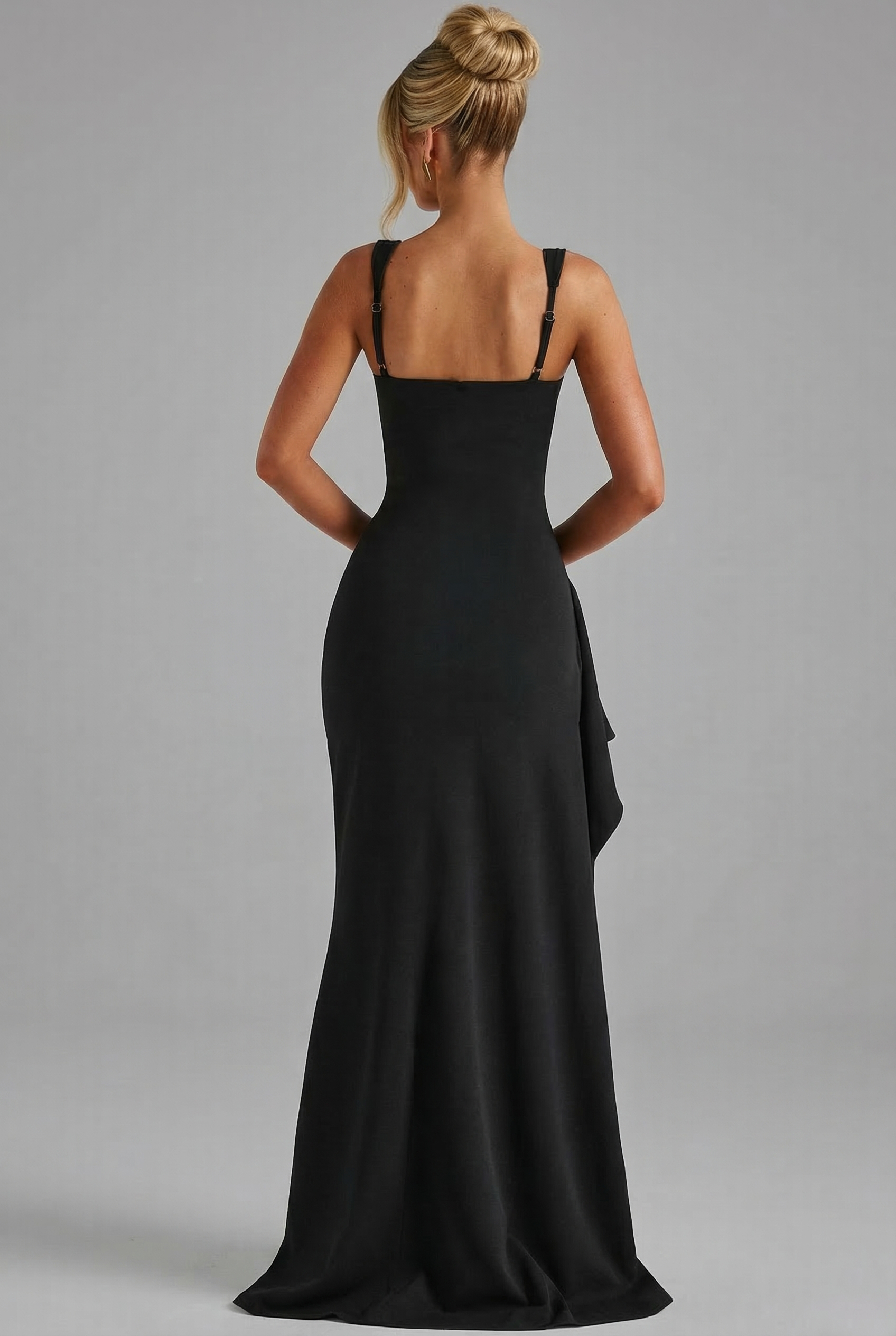 Women's Elegant Bodycon Slip Maxi Dress with Leg Split and Open Back
