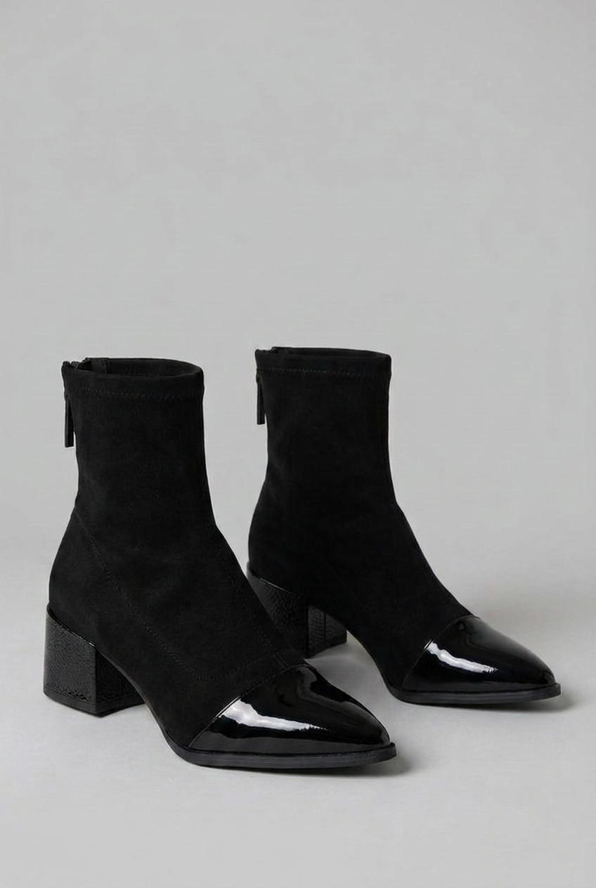 Pointed Toe Patent Panel Orthopaedic Ankle Boots Women