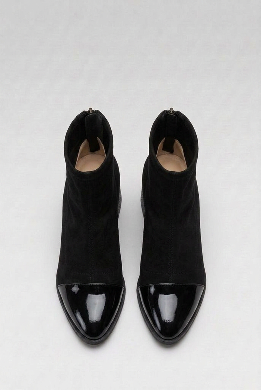Pointed Toe Patent Panel Orthopaedic Ankle Boots Women
