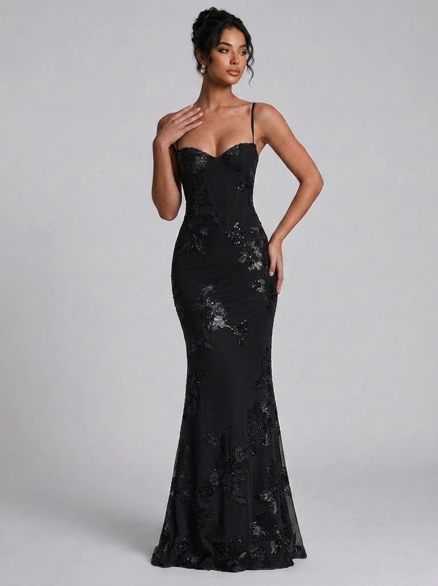 Corset Sweetheart Fishtail Prom Maxi Dress