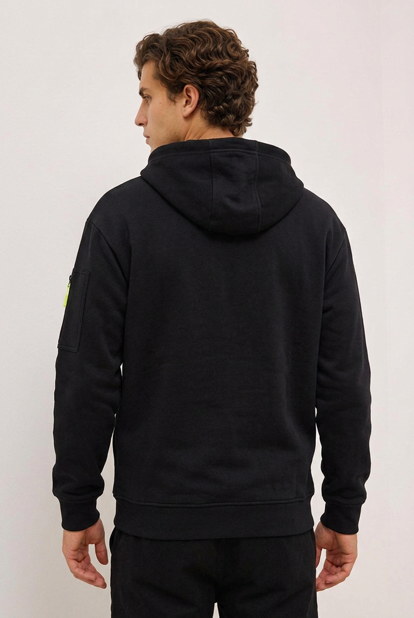 Quarter Zip Hooded Sweatshirt With Pocket Men