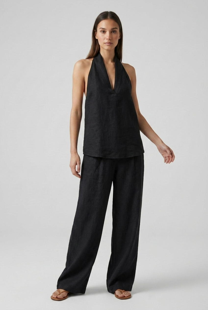Halterneck Top Wide Leg Trouser Co-ord Set