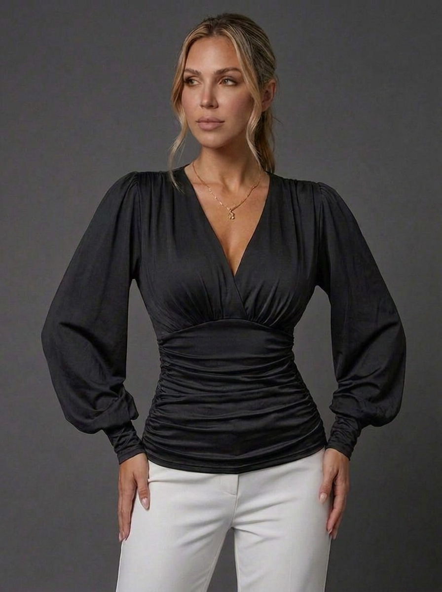V Neck Long Sleeve Going Out Top Women