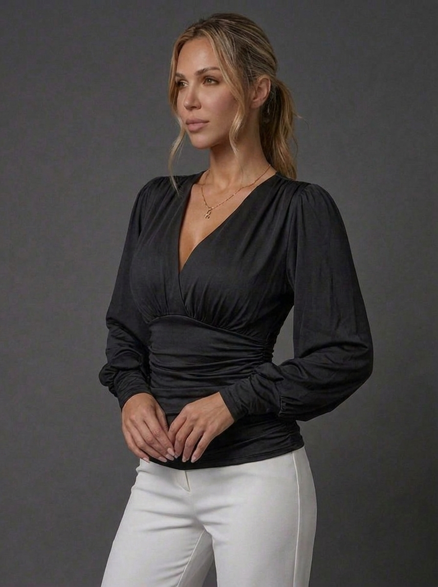 V Neck Long Sleeve Going Out Top Women