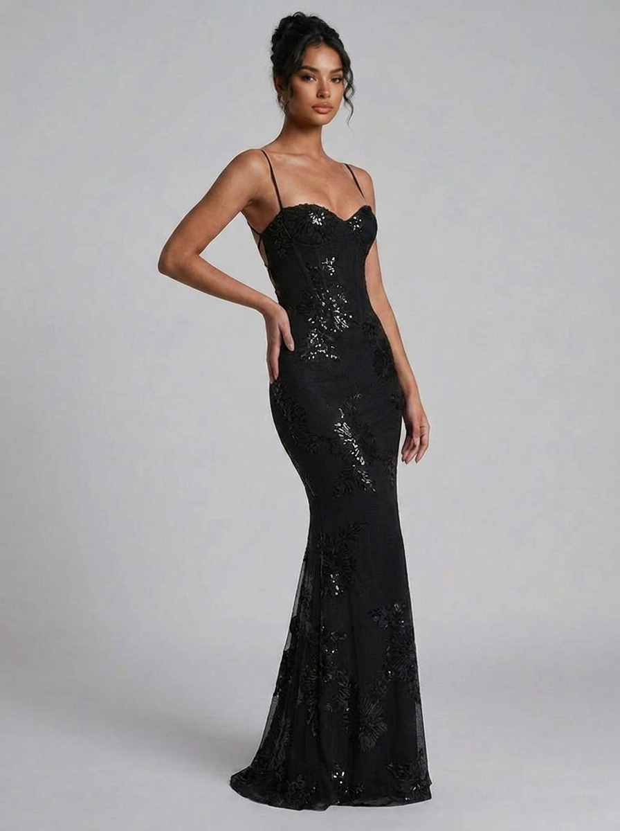 Corset Sweetheart Fishtail Prom Maxi Dress
