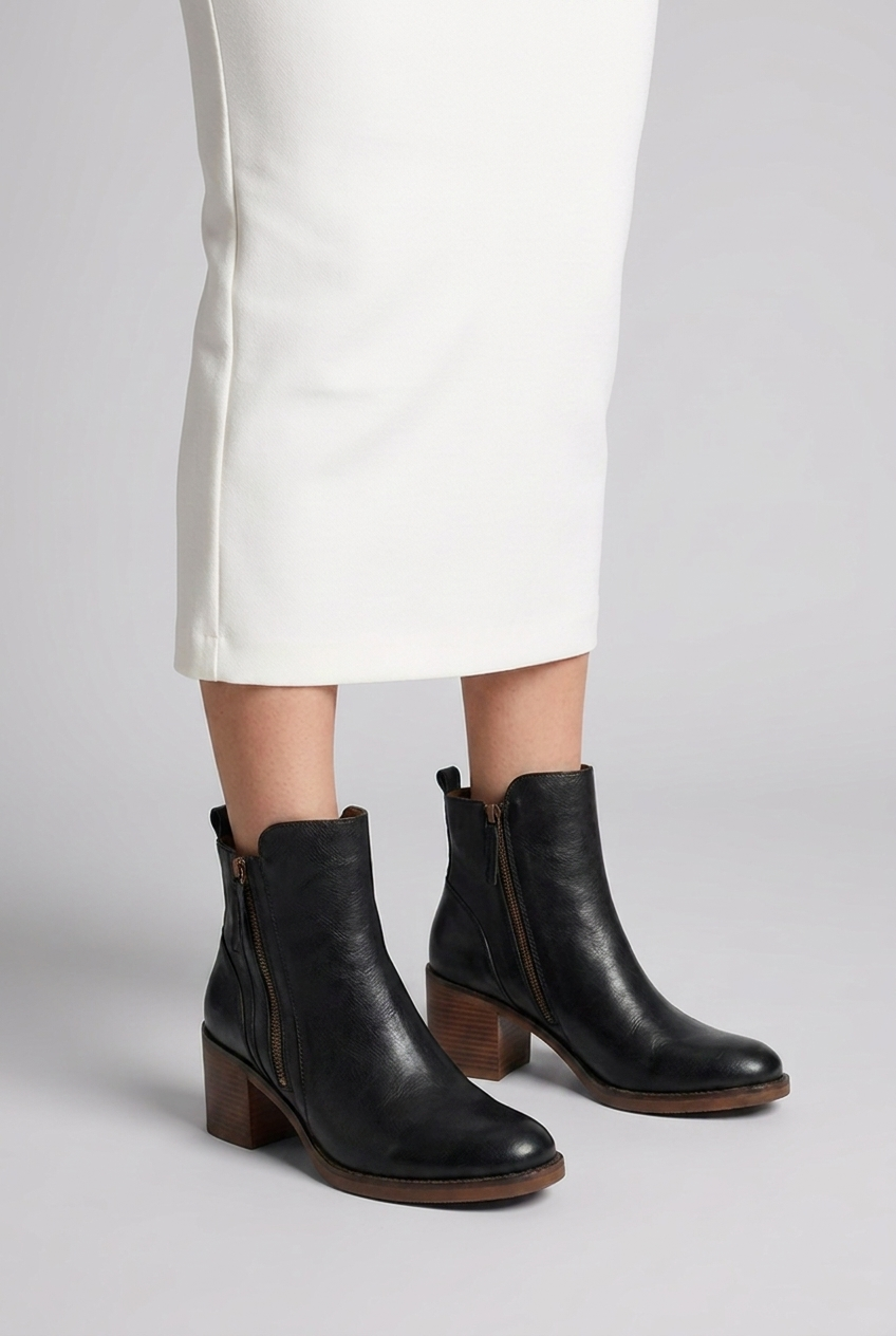 Zip Side Block Heel Orthopaedic Ankle Boots Women