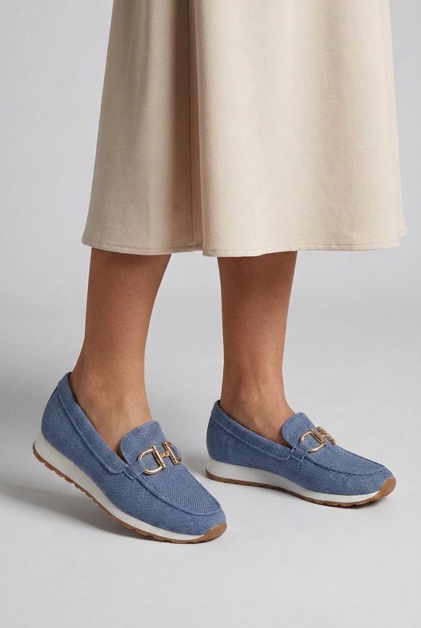 Chain Buckle Woven Orthopaedic Loafer Trainers Women