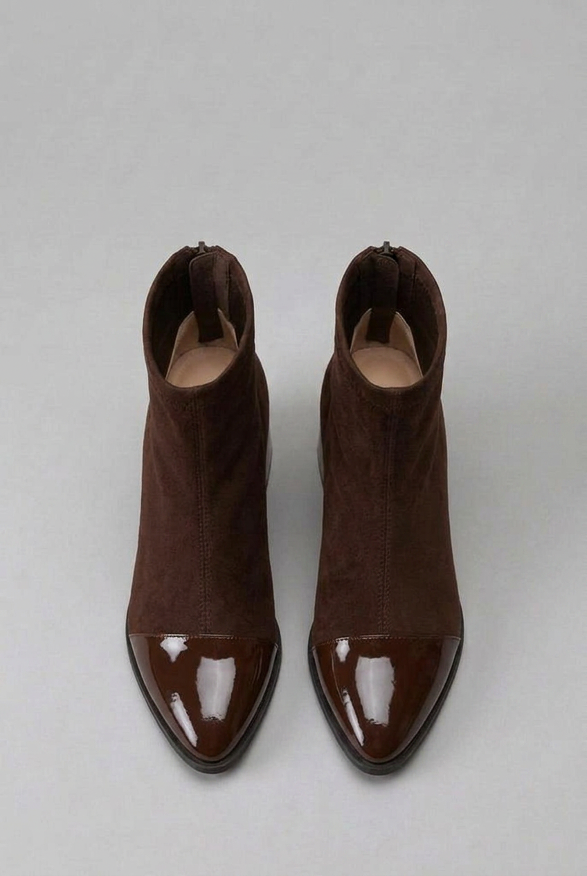 Pointed Toe Patent Panel Orthopaedic Ankle Boots Women
