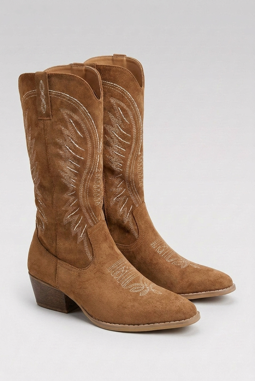 Embroidered Knee High Western Boots Women