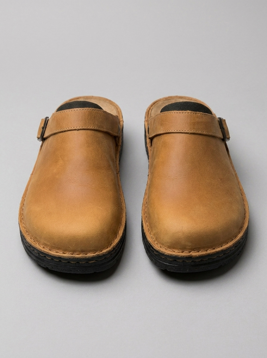 Clog Mules – Backless Buckle Strap Contoured Footbed