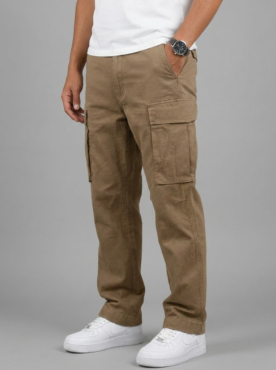 Men's Cargo Trousers – Straight Leg Multi-Pocket Casual