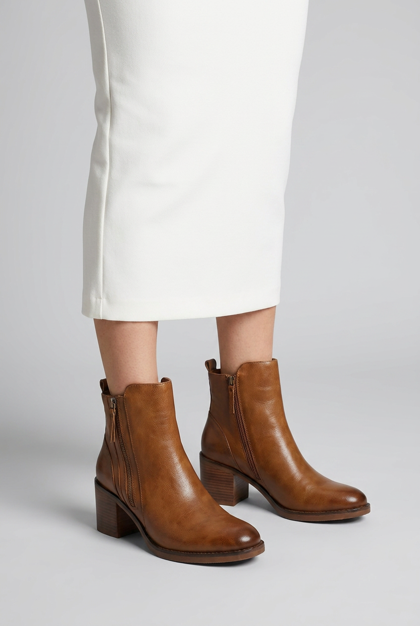 Zip Side Block Heel Orthopaedic Ankle Boots Women