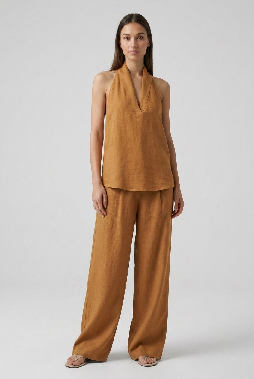 Halterneck Top Wide Leg Trouser Co-ord Set