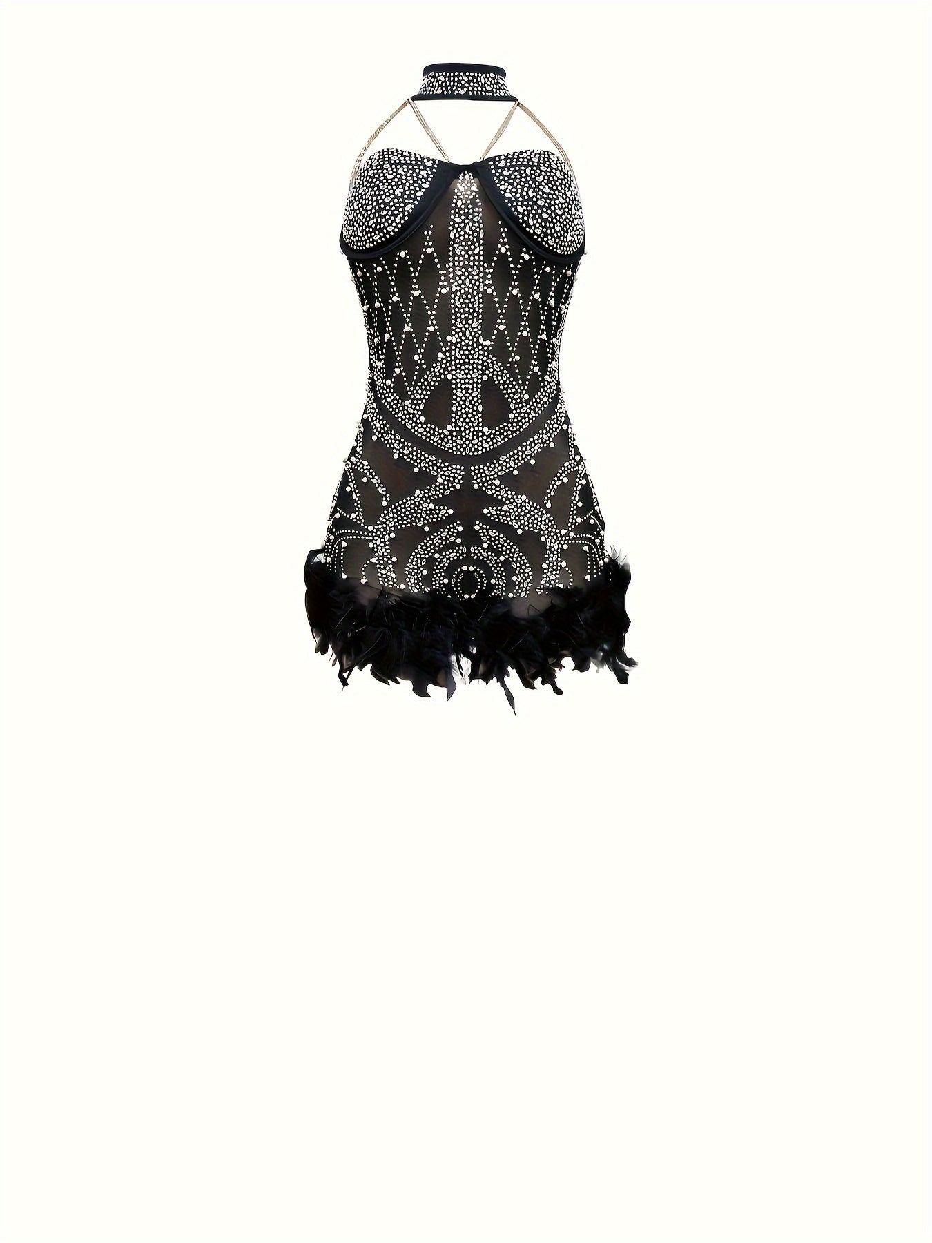 Women's Sparkling Black Rhinestone Romper