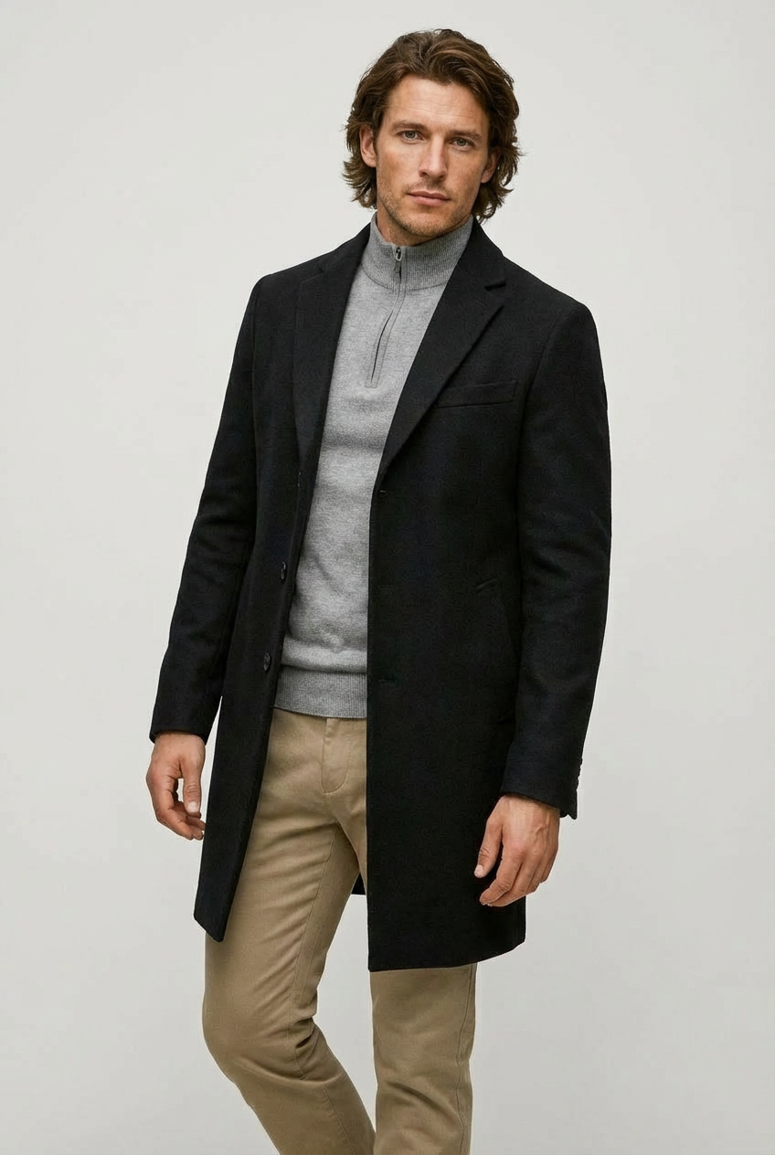 Men’s Classic Wool Style Overcoat Winter Coat