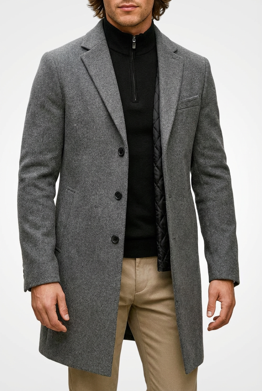 Men’s Classic Wool Style Overcoat Winter Coat