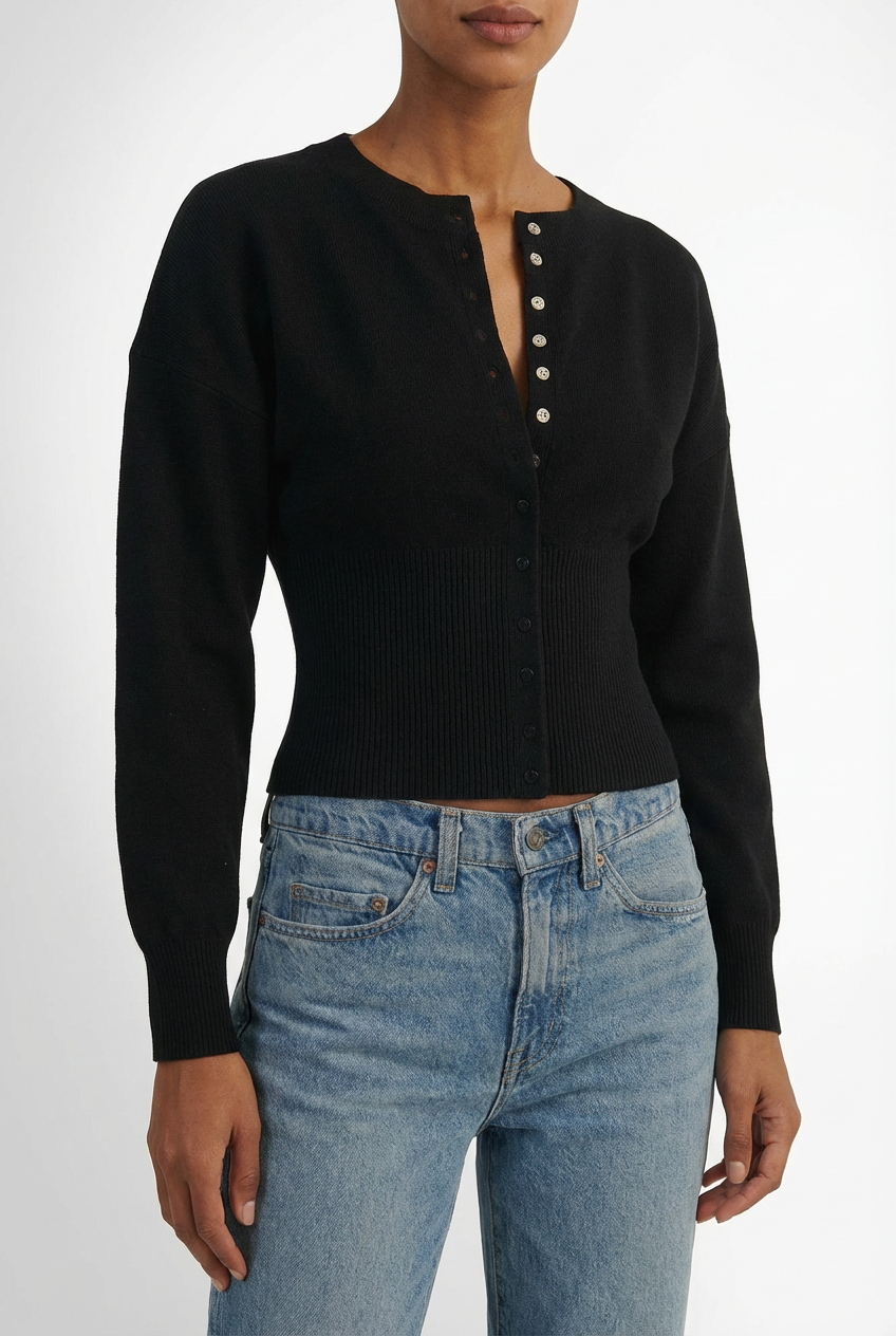 Women's Modern Slim-Fit Button Front Cropped Cardigan
