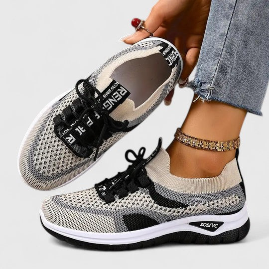 Mesh Knit Cushioned Lace-Up Trainers Women