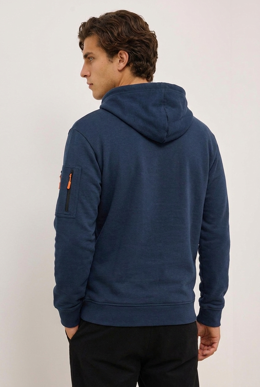 Quarter Zip Hooded Sweatshirt With Pocket Men
