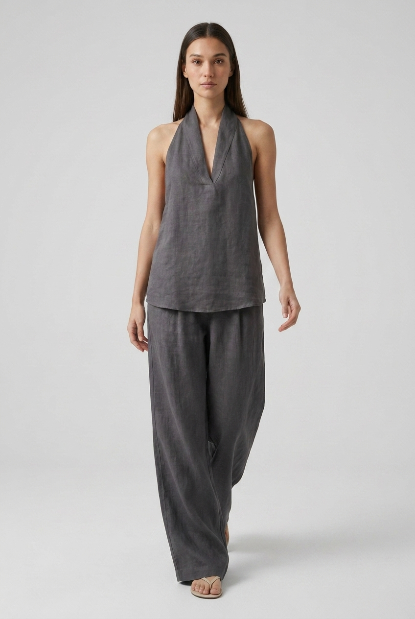 Halterneck Top Wide Leg Trouser Co-ord Set