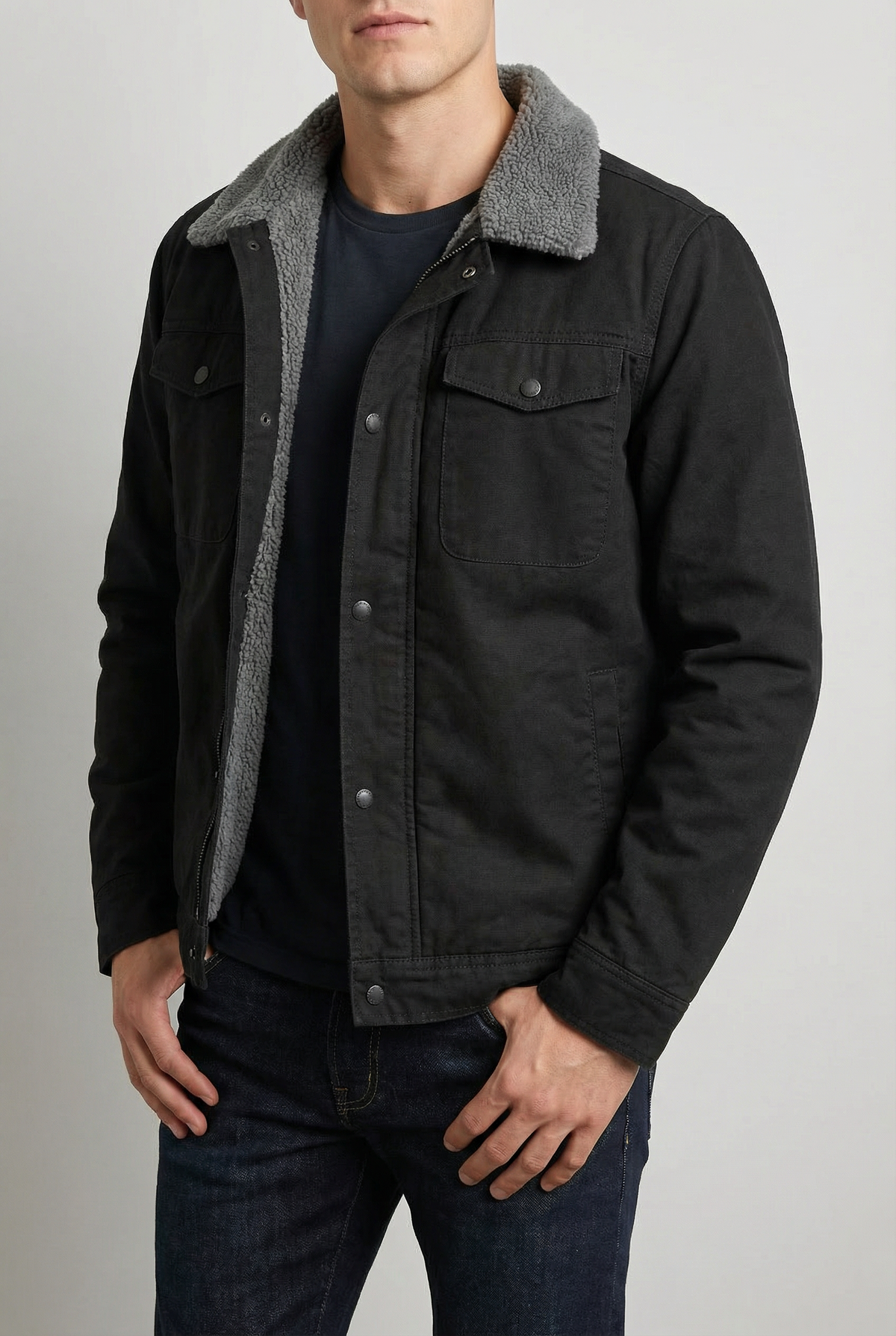 Men's Warm Sherpa Lined Casual Jacket