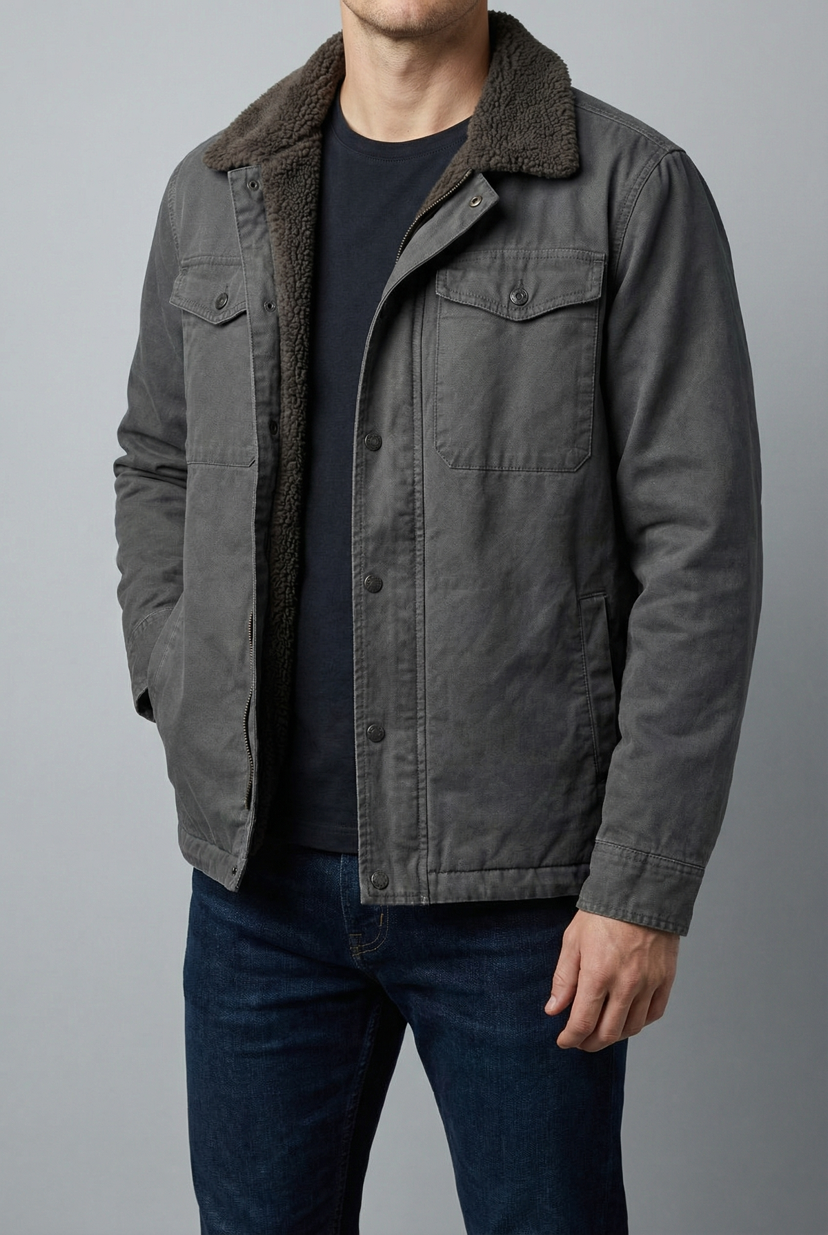 Men's Warm Sherpa Lined Casual Jacket