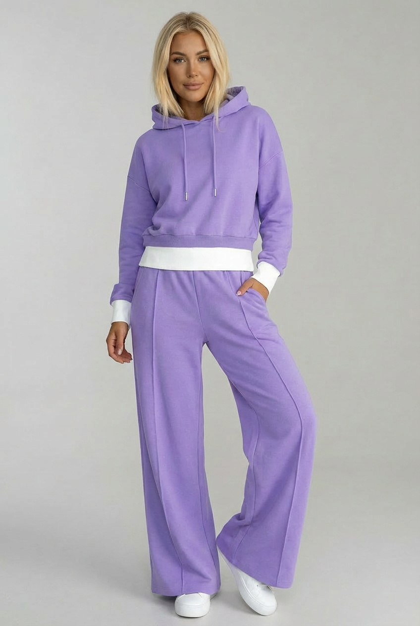 Women’s Relaxed Wide Leg Casual Two Piece Tracksuit Set