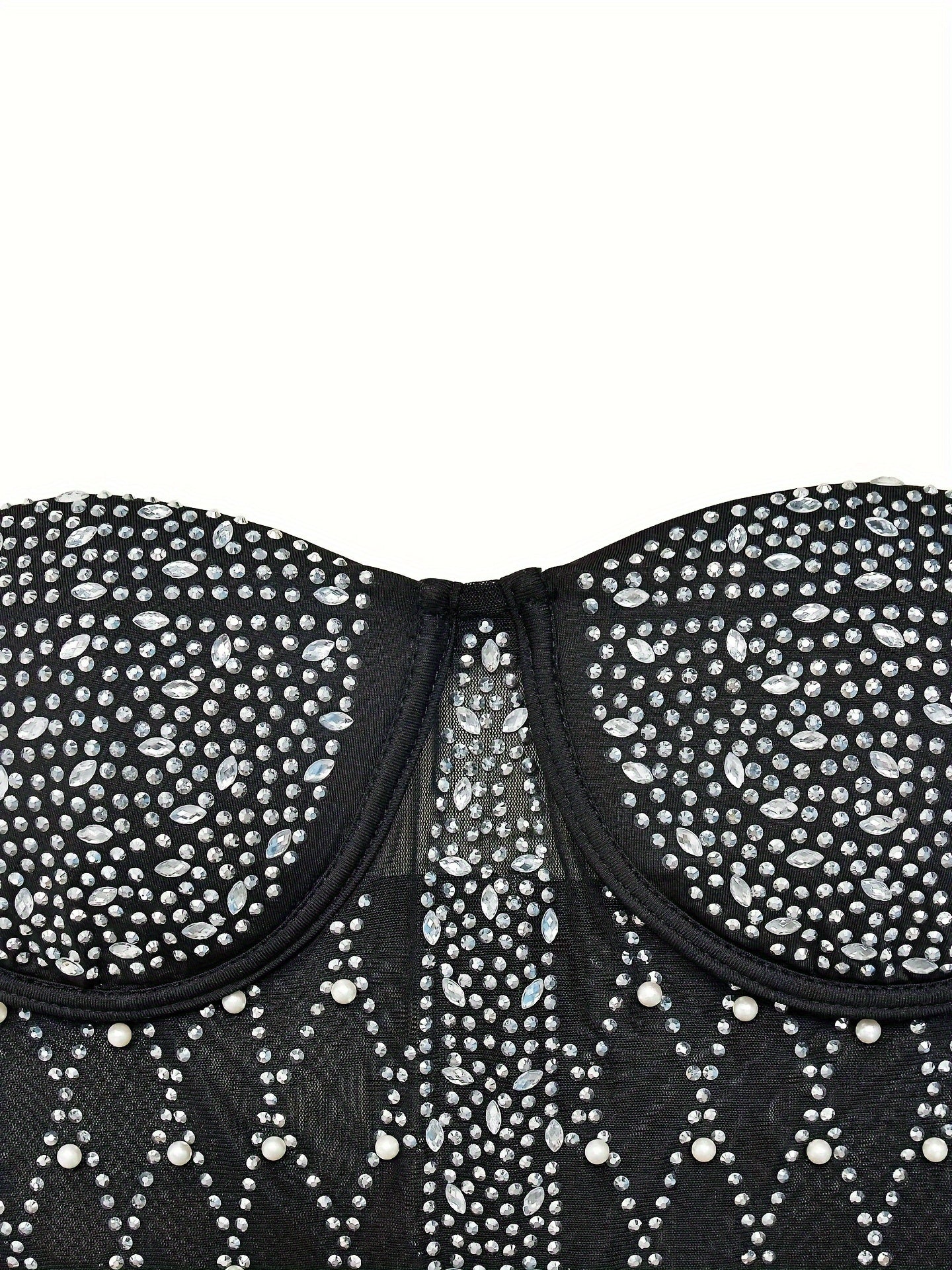 Women's Sparkling Black Rhinestone Romper