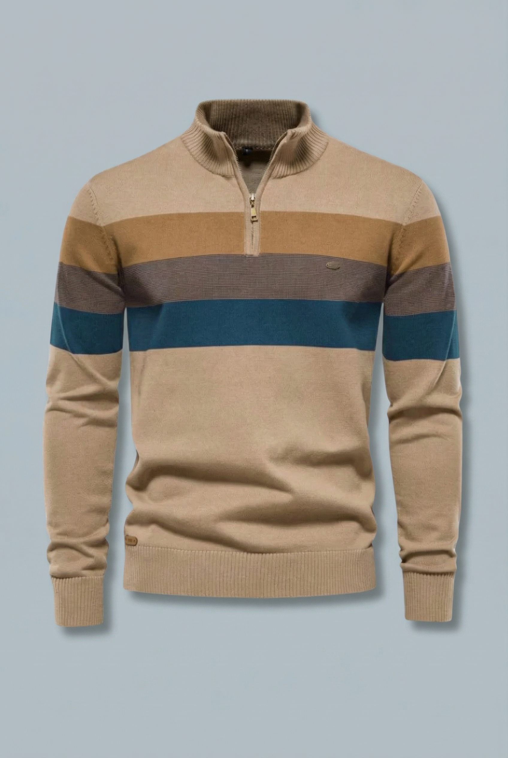 Men’s Striped Quarter Zip Sweater – Soft Knit Jumper