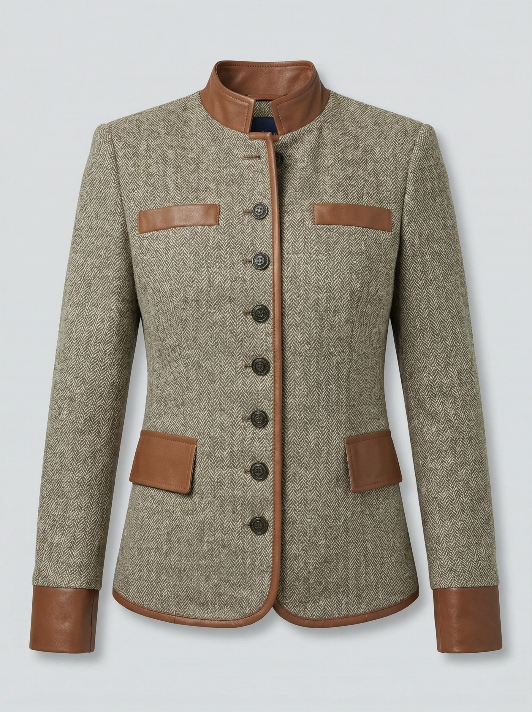 Women’s Classic Stand Collar Button Blazer - Heritage Style