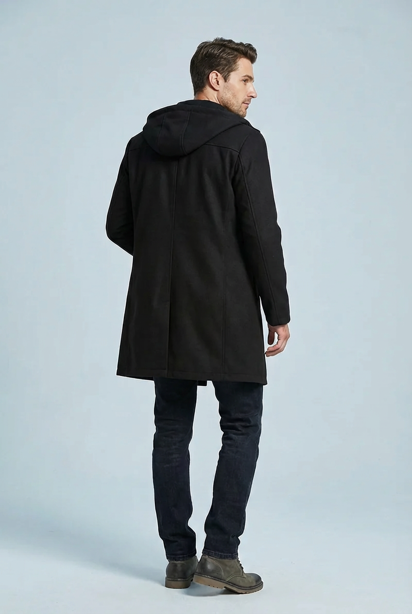 Men's Elegant Warm Fleece Lining Long Coat