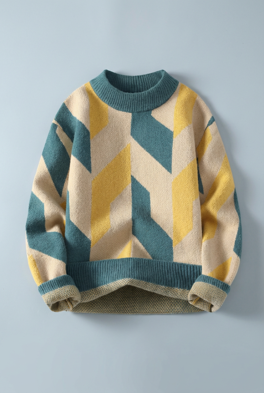 Men’s Geometric Relaxed Fit Sweater