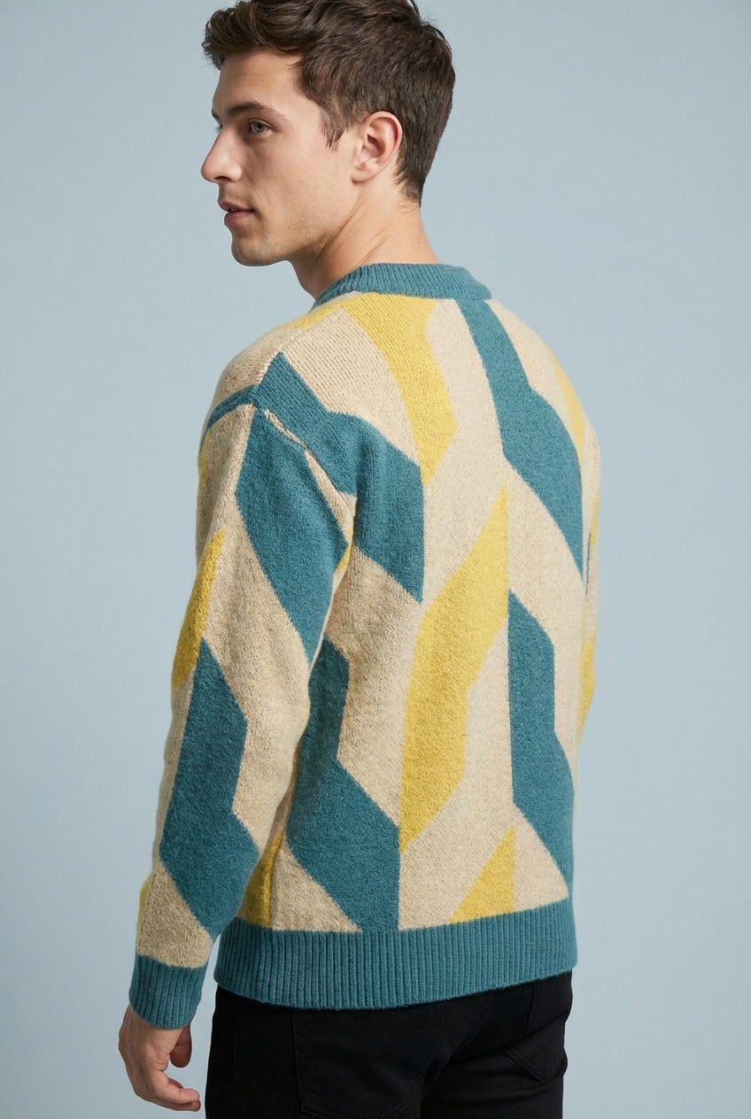 Men’s Geometric Relaxed Fit Sweater