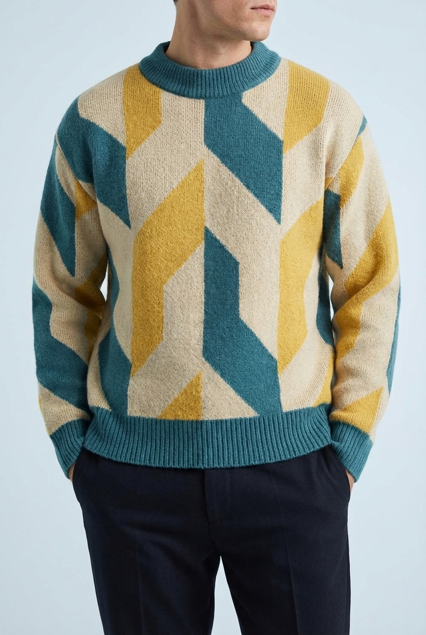 Men’s Geometric Relaxed Fit Sweater