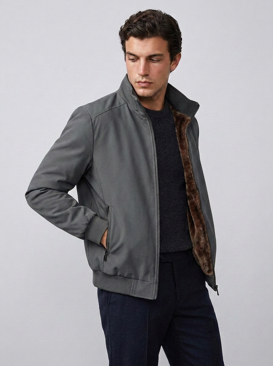 Men’s Lightweight Fleece Lining Bomber Jacket