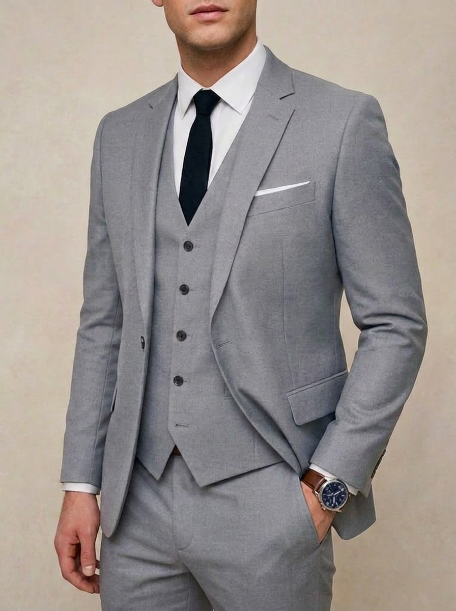 Three Piece Tailored Tie Suit Men
