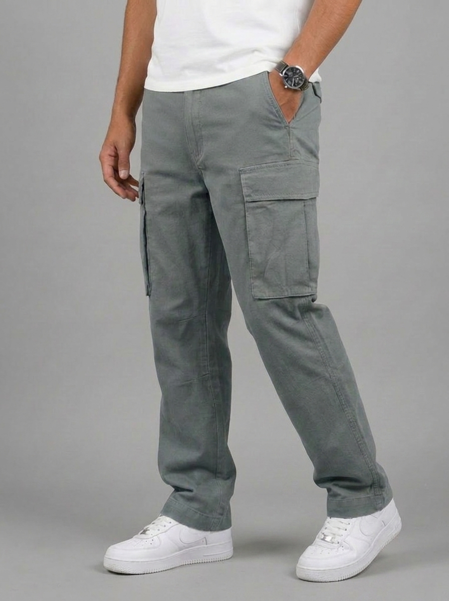 Men's Cargo Trousers – Straight Leg Multi-Pocket Casual