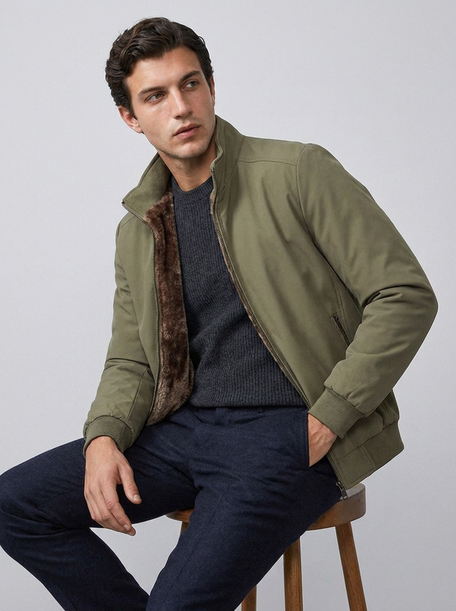 Men’s Lightweight Fleece Lining Bomber Jacket